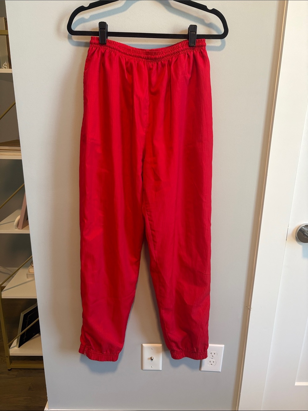 Women's Vintage Red Elastic Waist Track Joggers
